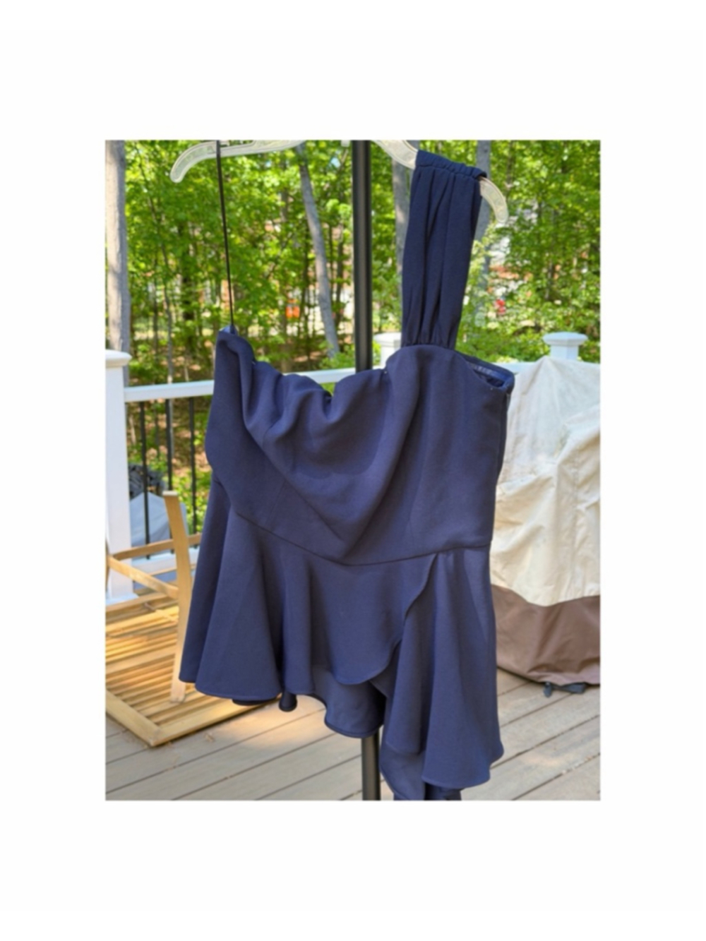 Trina Turk Navy One Shoulder Ruffle Top Size 14 (EUC)